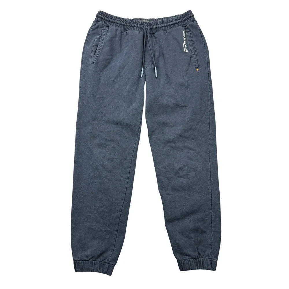 Scotch & Soda Men Large Jogger Sweatpants Navy Blue Organic Cotton Casual Lounge